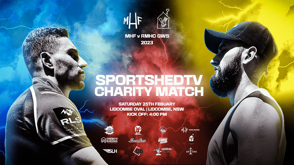 230225-SPORTSHEDTV CHARITY MATCH - Mark Hughes Foundation v RMHC Greater Western Sydney Slate Image