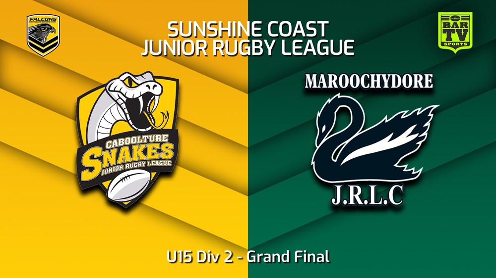 230902-Sunshine Coast Junior Rugby League Grand Final - U15 Div 2 - Caboolture Snakes JRL v Maroochydore Swans JRL Slate Image
