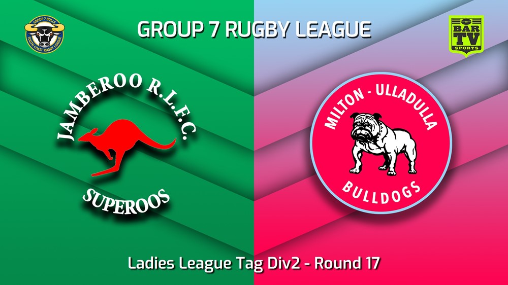 230812-South Coast Round 17 - Ladies League Tag Div2 - Jamberoo Superoos v Milton-Ulladulla Bulldogs Slate Image