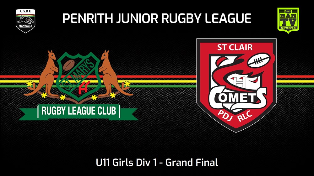 230826-Penrith & District Junior Rugby League Grand Final - U11 Girls Div 1 - St Marys v St Clair Slate Image