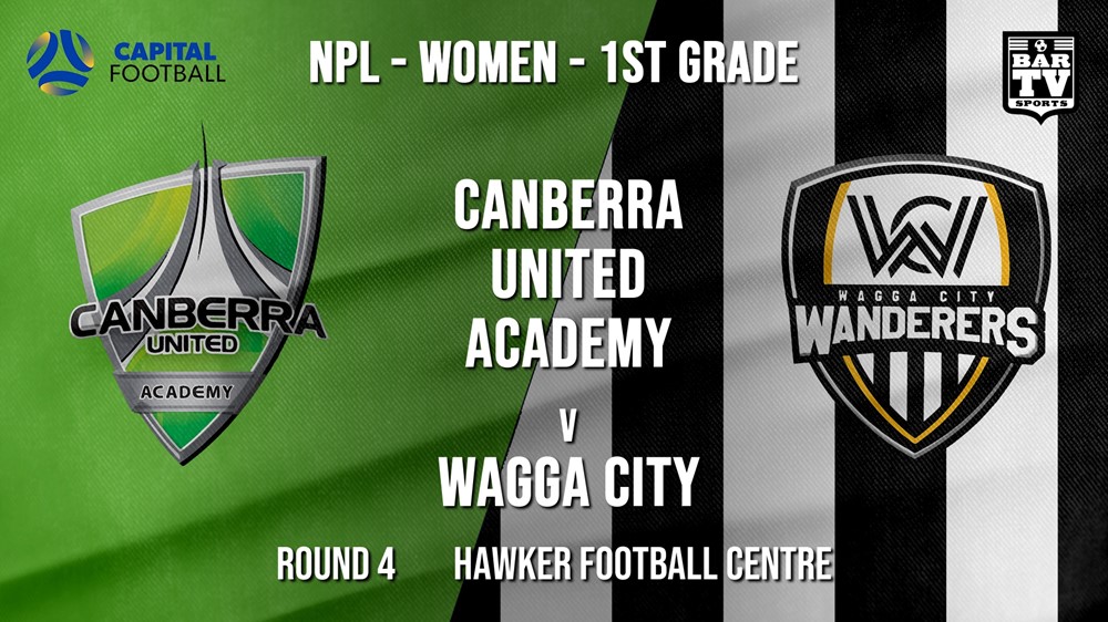 NPLW - Capital Round 4 - Canberra United Academy v Wagga City Wanderers FC (women) Minigame Slate Image