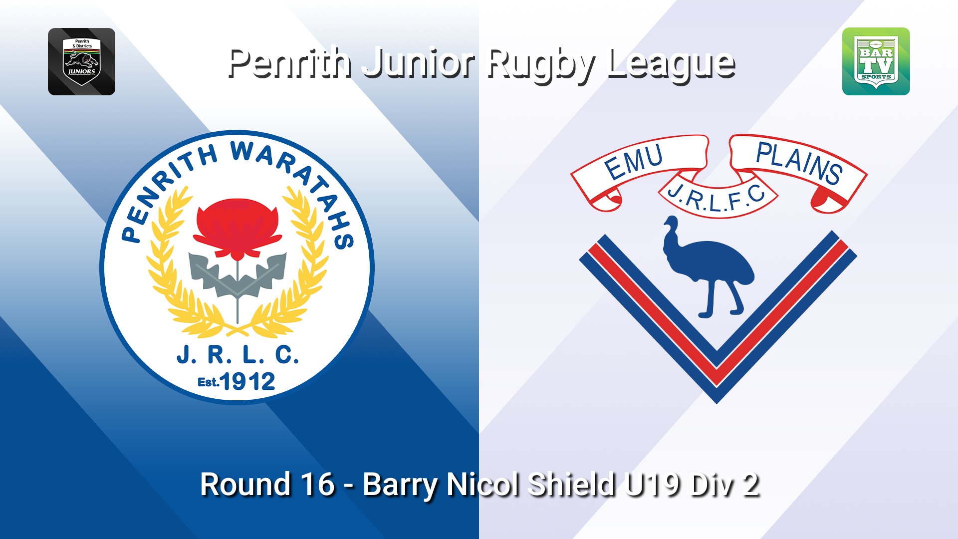 260816-video-Penrith & District Junior Rugby League Round 16 - Barry Nicol Shield U19 Div 2 - Penrith Waratahs v Emu Plains Slate Image