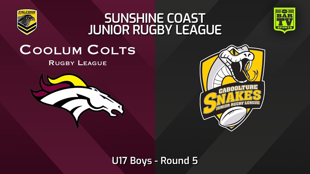 240427-video-Sunshine Coast Junior Rugby League Round 5 - U17 Boys - Coolum Colts JRL v Caboolture Snakes JRL Slate Image