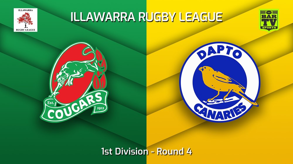 230520-Illawarra Round 4 - 1st Division - Corrimal Cougars v Dapto Canaries Minigame Slate Image