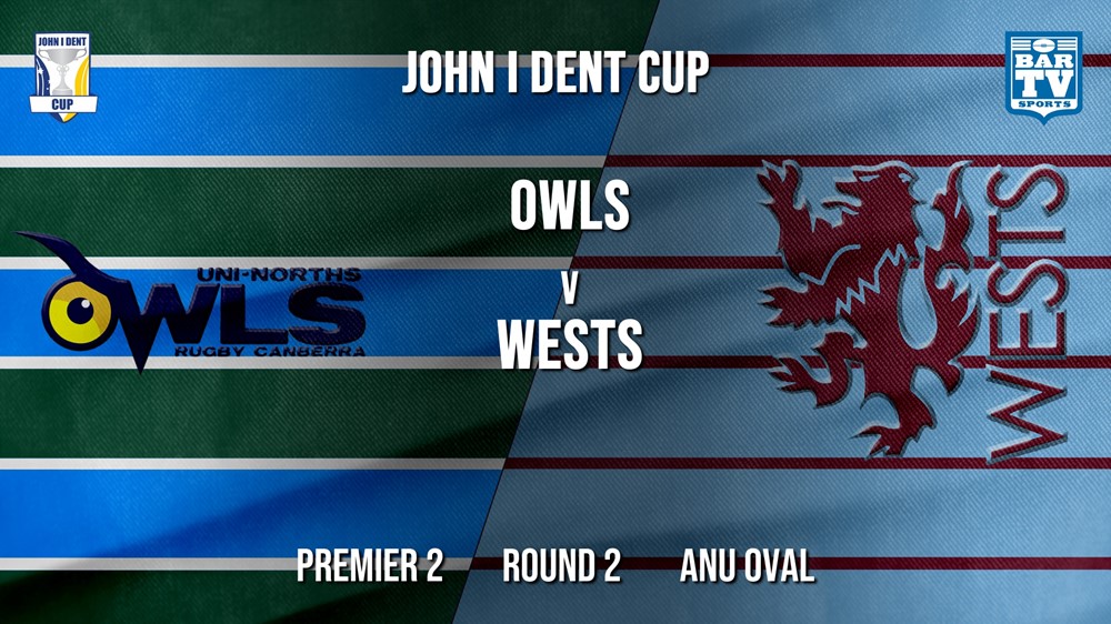 John I Dent Round 2 - Premier 2 - UNI-Norths v Wests Lions Slate Image