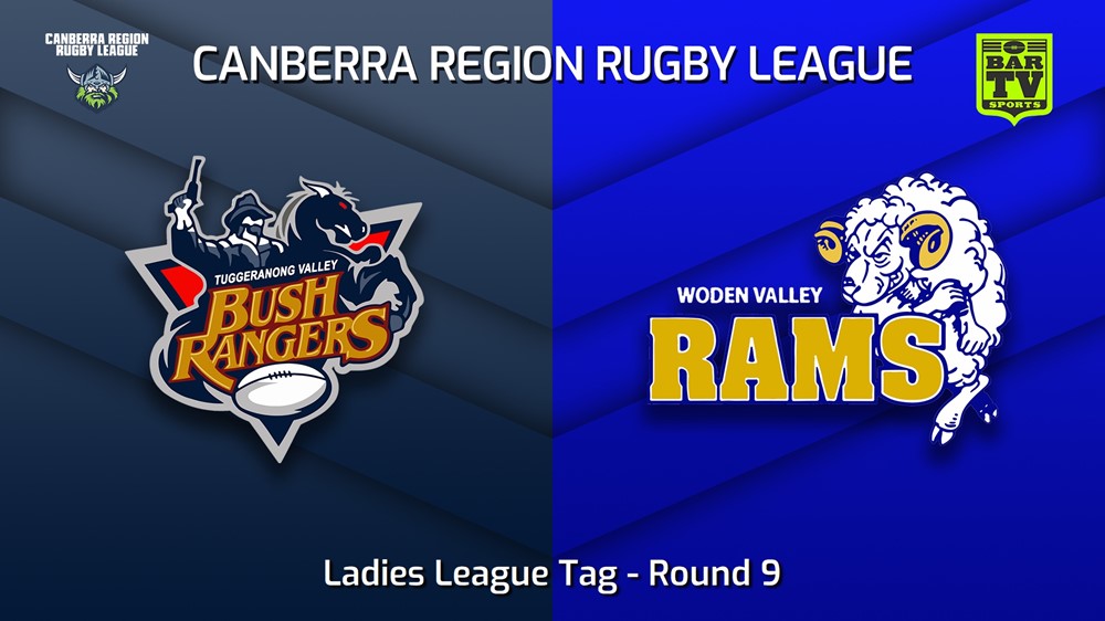 230617-Canberra Round 9 - Ladies League Tag - Tuggeranong Bushrangers v Woden Valley Rams Slate Image