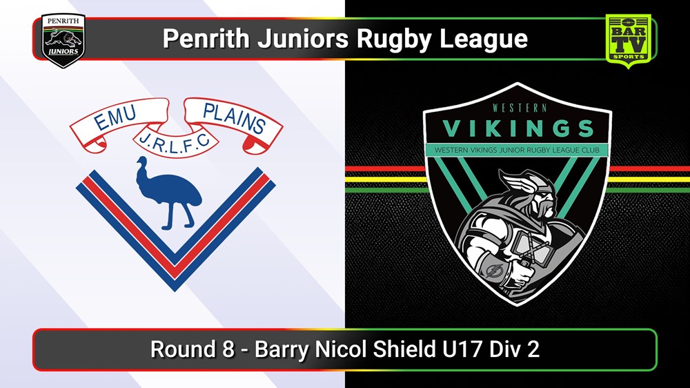 250614-video-Penrith & District Junior Rugby League Round 8 - Barry Nicol Shield U17 Div 2 - Emu Plains v Western Vikings Slate Image