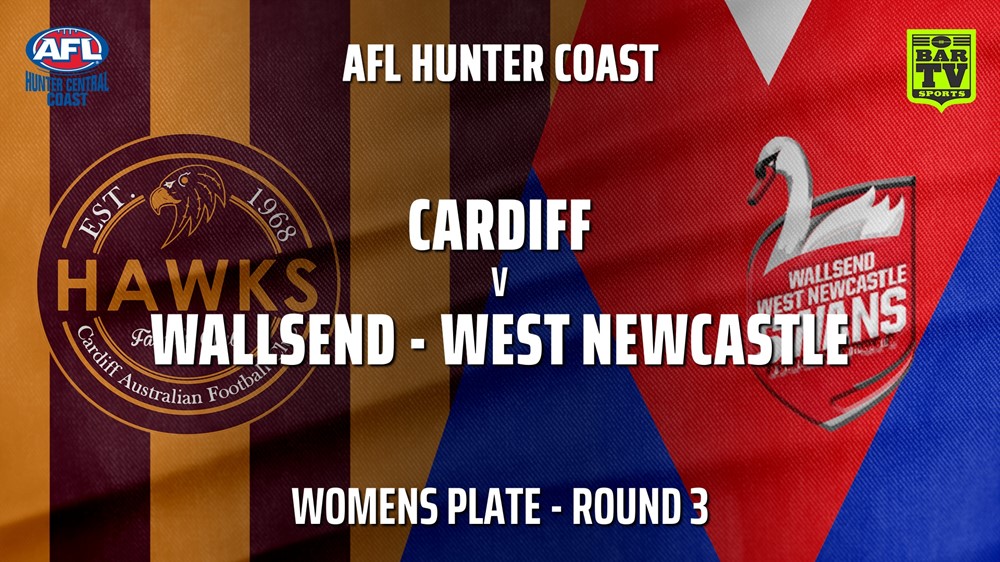 210422-AFL HCC Round 3 - Womens Plate - Cardiff Hawks v Wallsend - West Newcastle  Minigame Slate Image