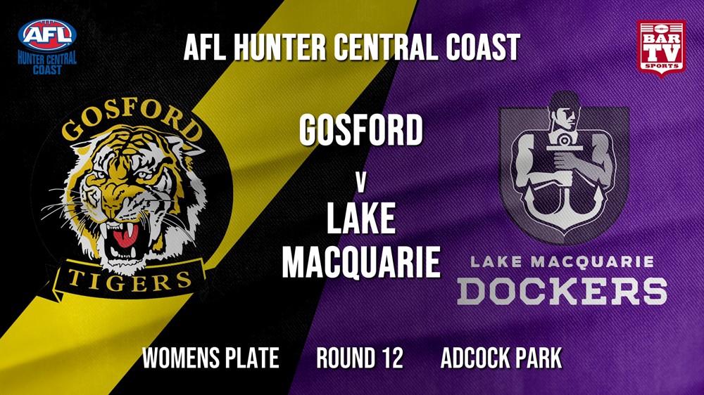 AFL HCC Round 12 - Womens Plate - Gosford Tigers v Lake Macquarie Dockers Slate Image