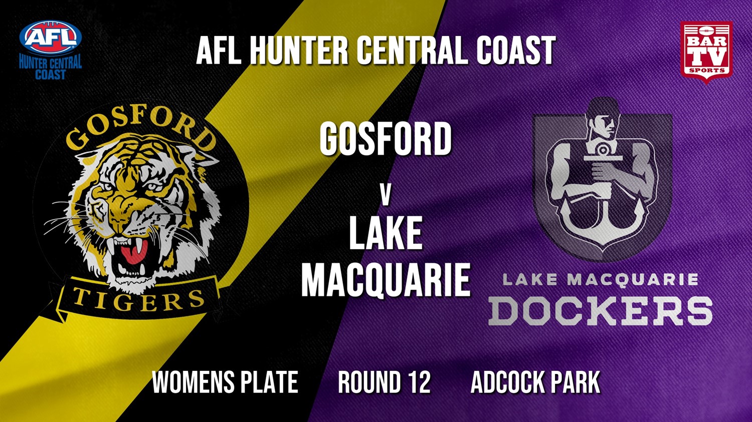 AFL HCC Round 12 - Womens Plate - Gosford Tigers v Lake Macquarie Dockers Minigame Slate Image