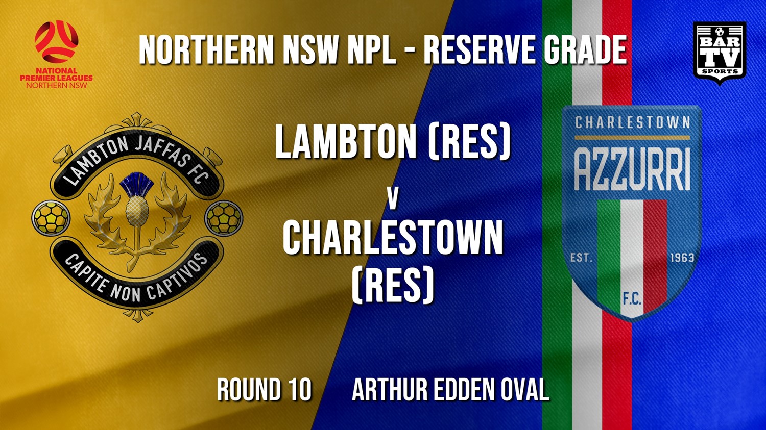 NPL NNSW RES Round 10 - Lambton Jaffas FC (Res) v Charlestown Azzurri FC (Res) Minigame Slate Image