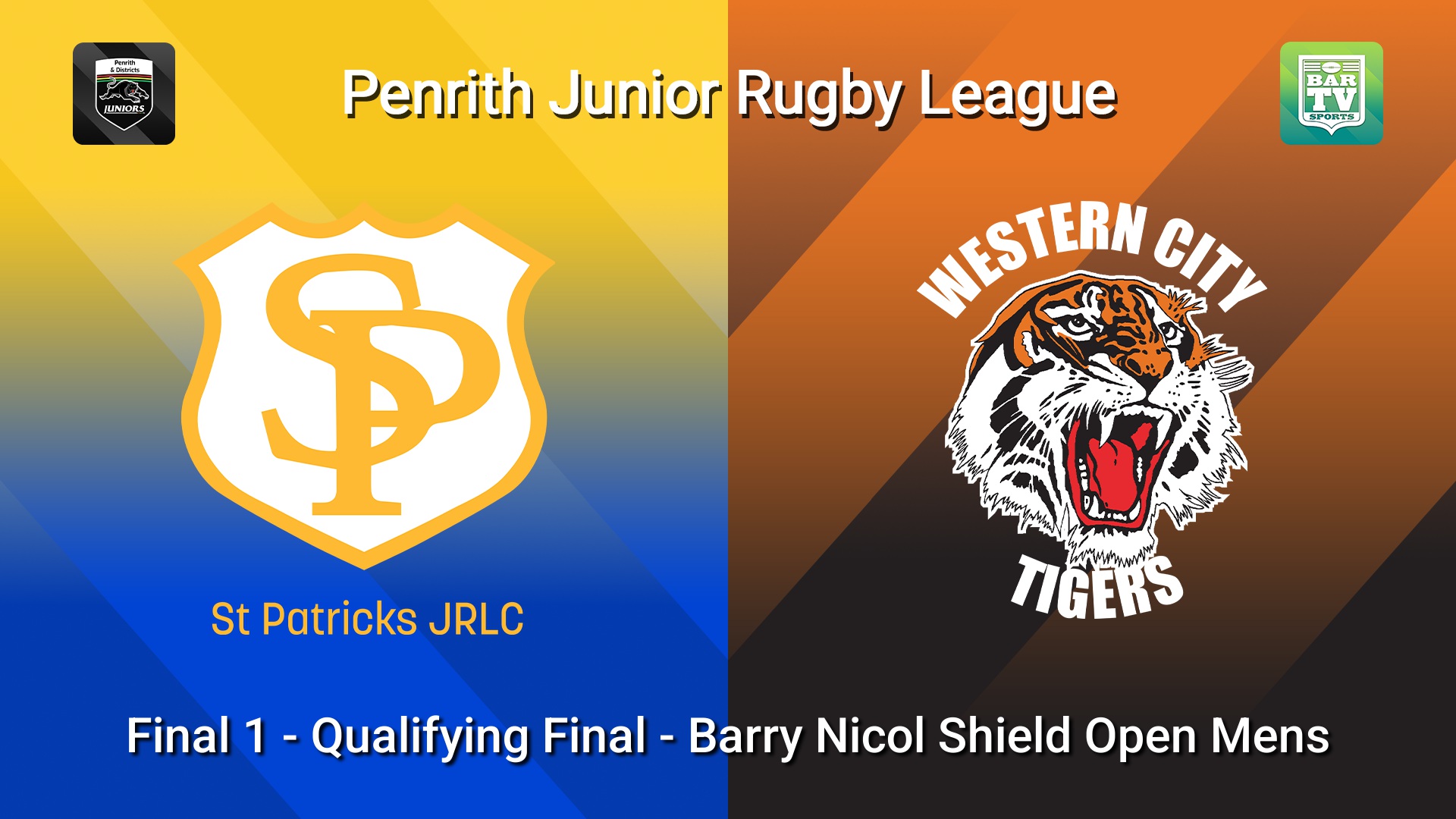260823-video-Penrith & District Junior Rugby League Final 1 - Qualifying Final - Barry Nicol Shield Open Mens - St Patricks v Western City Tigers Slate Image