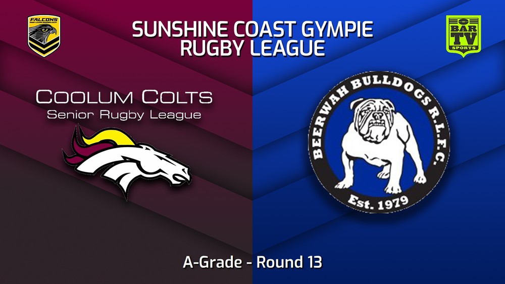 230716-Sunshine Coast RL Round 13 - A-Grade - Coolum Colts v Beerwah Bulldogs Minigame Slate Image