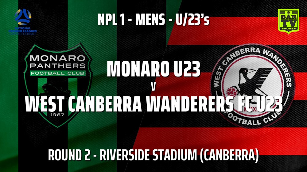 NPL1 Men - U23 - Capital Football  Round 2 - Monaro Panthers U23 v West Canberra Wanderers FC U23 Slate Image