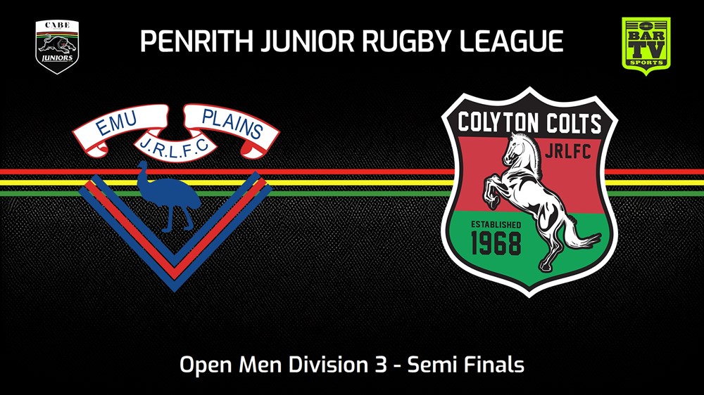 230813-Penrith & District Junior Rugby League Semi Finals - Open Men Division 3 - Emu Plains RLFC v Colyton Colts Slate Image