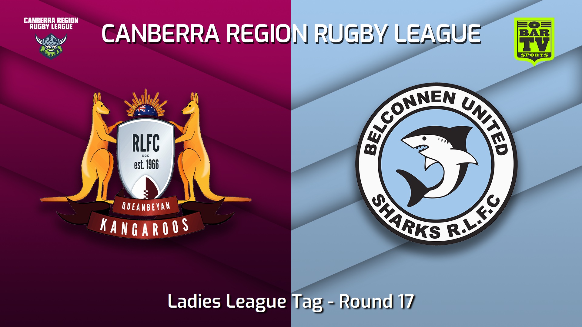 230819-Canberra Round 17 - Ladies League Tag - Queanbeyan Kangaroos v Belconnen United Sharks Slate Image