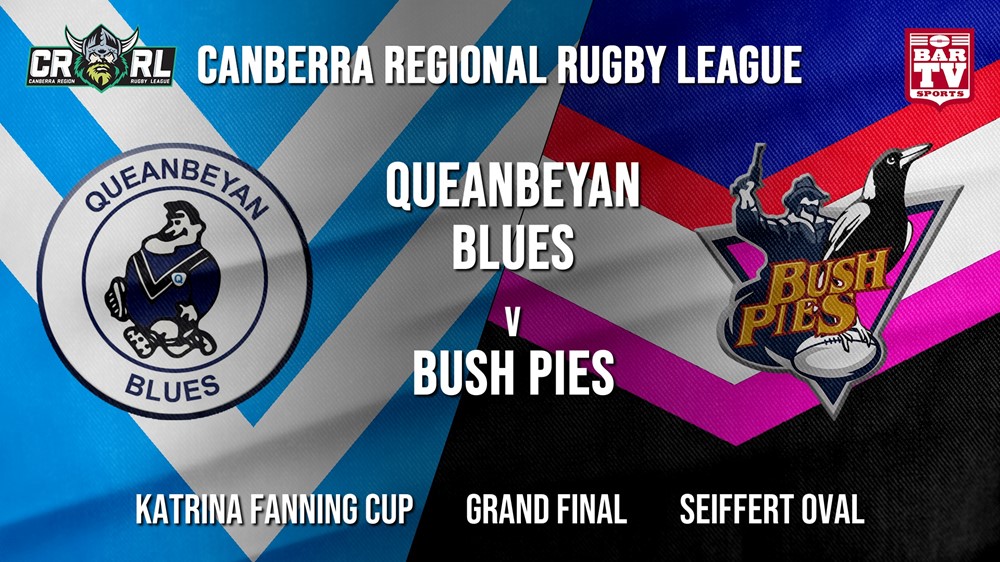 CRRL Grand Final - Katrina Fanning Cup - Queanbeyan Blues v BushPies Minigame Slate Image