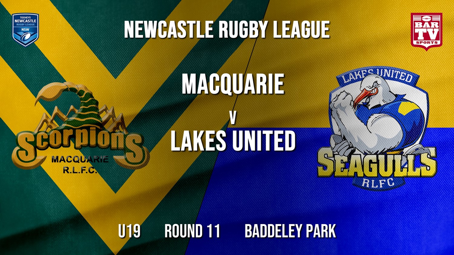 MINI GAME: Newcastle Rugby League Round 11 - U19 - Macquarie Scorpions v Lakes United Slate Image