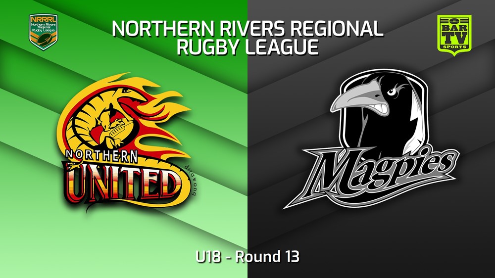 230715-Northern Rivers Round 13 - U18 - Northern United v Lower Clarence Magpies Minigame Slate Image
