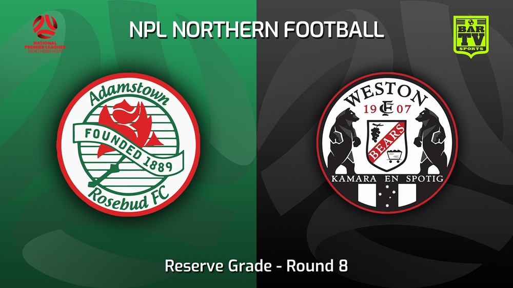 230425-NNSW NPLM Res Round 8 - Adamstown Rosebud FC Res v Weston Workers FC Res Slate Image