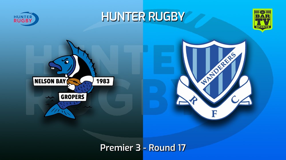 220820-Hunter Rugby Round 17 - Premier 3 - Nelson Bay Gropers v Wanderers Minigame Slate Image