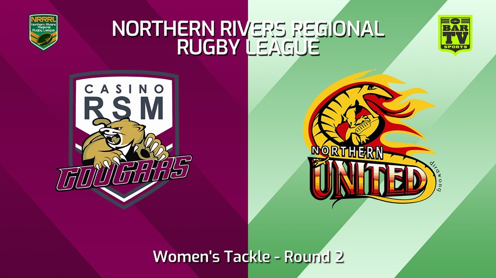 240414-Northern Rivers Round 2 - Women's Tackle - Casino RSM Cougars v Northern United Minigame Slate Image