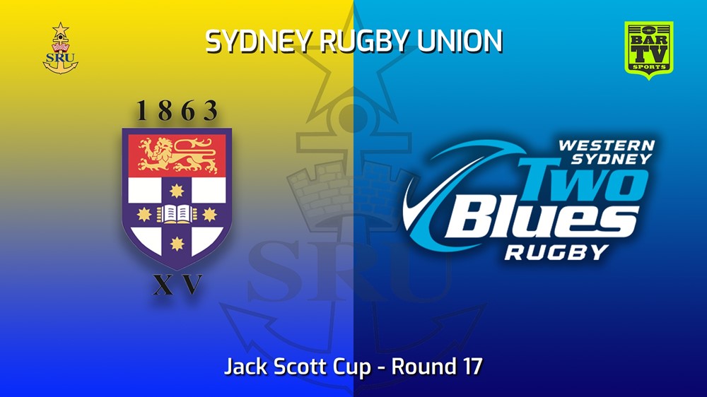 220730-Sydney Rugby Union Round 17 - Jack Scott Cup - Sydney University v Two Blues Slate Image