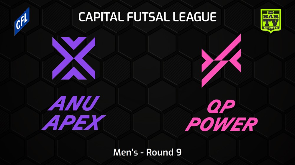 231216-Capital Football Futsal Round 9 - Men's - ANU Apex v Queanbeyan-Palerang Power Slate Image
