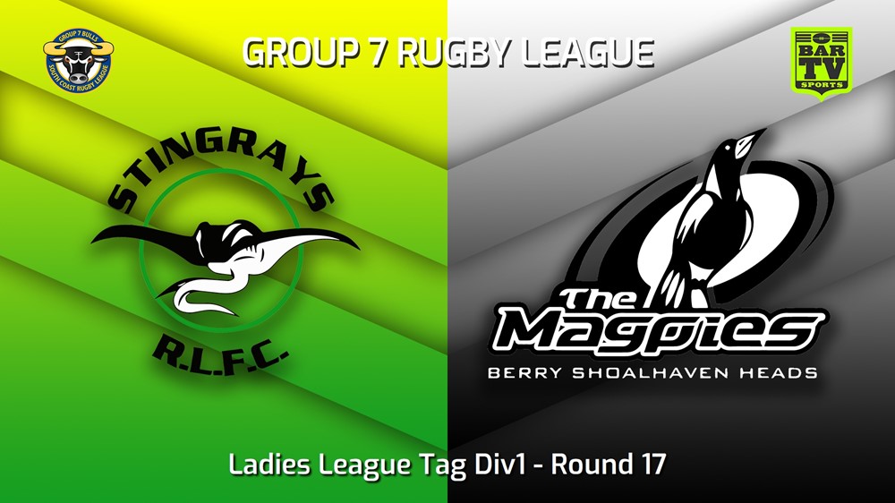 230813-South Coast Round 17 - Ladies League Tag Div1 - Stingrays of Shellharbour v Berry-Shoalhaven Heads Magpies Slate Image