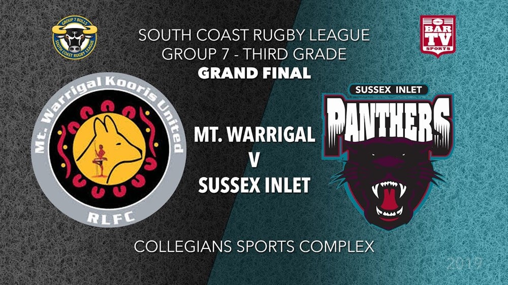 Group 7 South Coast Rugby League Grand Final - 3rd Grade - Mt Warrigal Kooris v Sussex Inlet Panthers Slate Image
