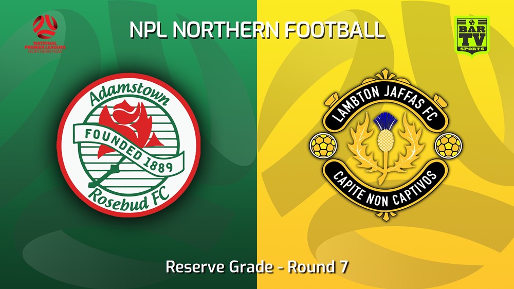 230415-NNSW NPLM Res Round 7 - Adamstown Rosebud FC Res v Lambton Jaffas FC Res Slate Image