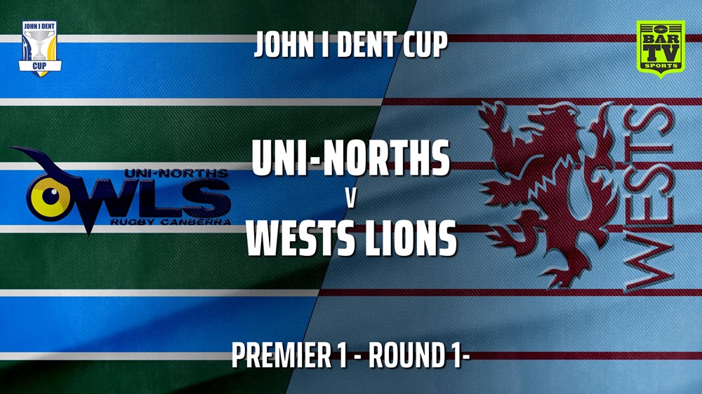 MINI GAME: John I Dent (ACT) Round 1- - Premier 1 - UNI-Norths v Wests Lions Slate Image