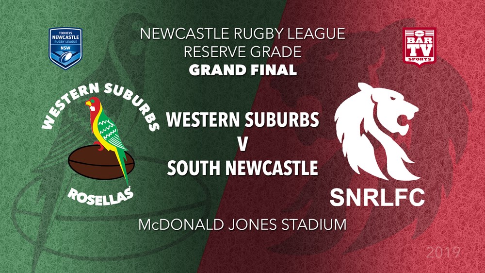 2019 Newcastle Rugby League Grand Final - Reserves Grade - Western Suburbs Rosellas v South Newcastle Slate Image