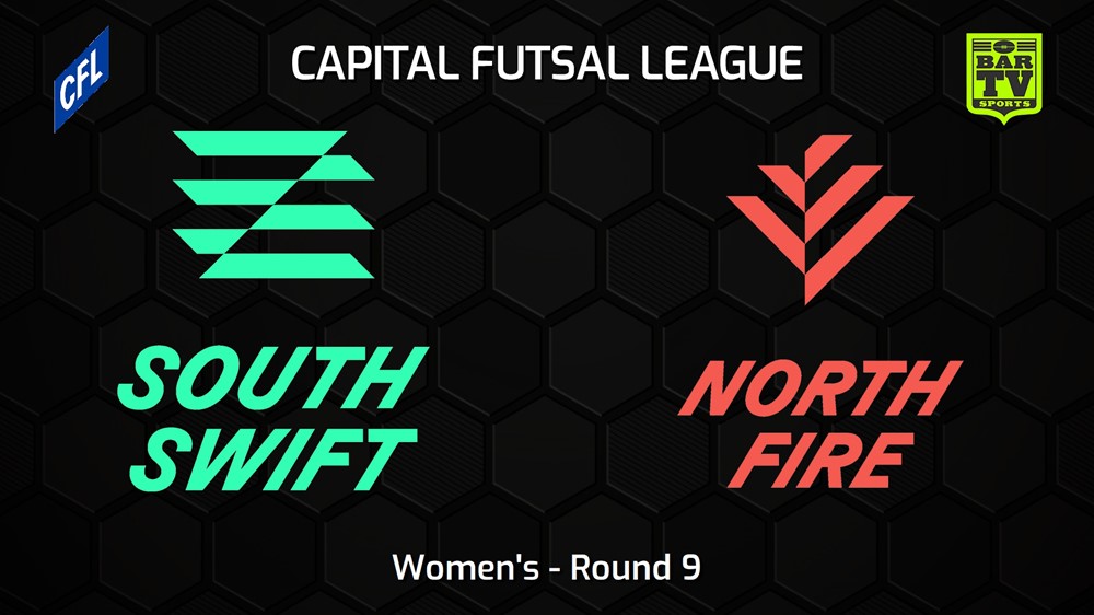 231215-Capital Football Futsal Round 9 - Women's - South Canberra Swift v North Canberra Fire Minigame Slate Image