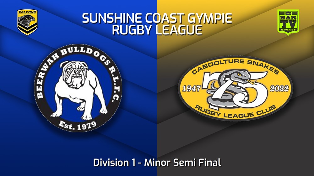 220828-Sunshine Coast RL Minor Semi Final - Division 1 - Beerwah Bulldogs v Caboolture Snakes Slate Image