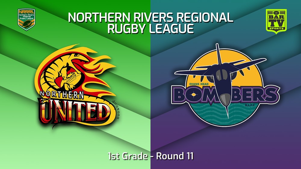 230701-Northern Rivers Round 11 - 1st Grade - Northern United v Evans Head Bombers Minigame Slate Image