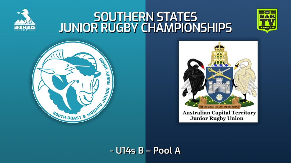 220713-2022 Southern States Junior Rugby Championships U14s B – Pool A - South Coast-Monaro v ACT Juniors Minigame Slate Image