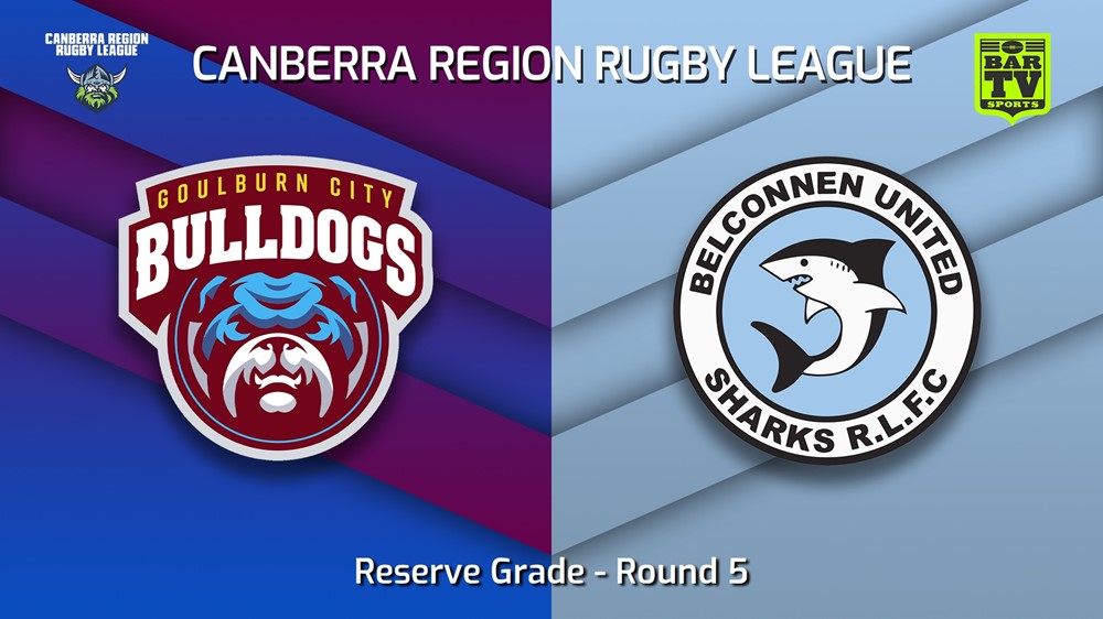 230513-Canberra Round 5 - Reserve Grade - Goulburn City Bulldogs v Belconnen United Sharks Slate Image