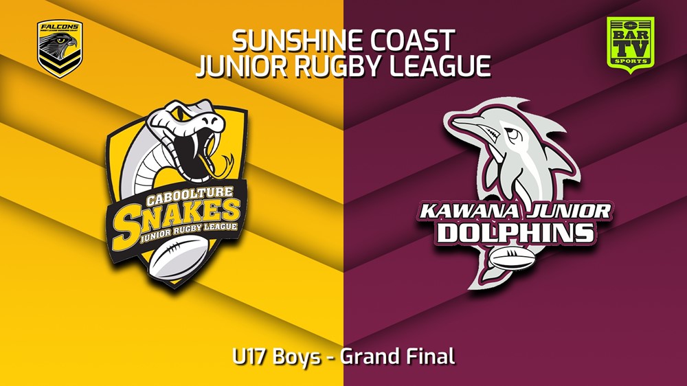 230902-Sunshine Coast Junior Rugby League Grand Final - U17 Boys - Caboolture Snakes JRL v Kawana Dolphins JRL Slate Image