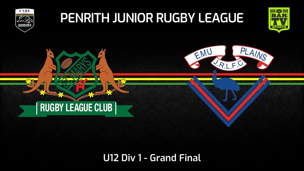 230826-Penrith & District Junior Rugby League Grand Final - U12 Div 1 - St Marys v Emu Plains RLFC Slate Image