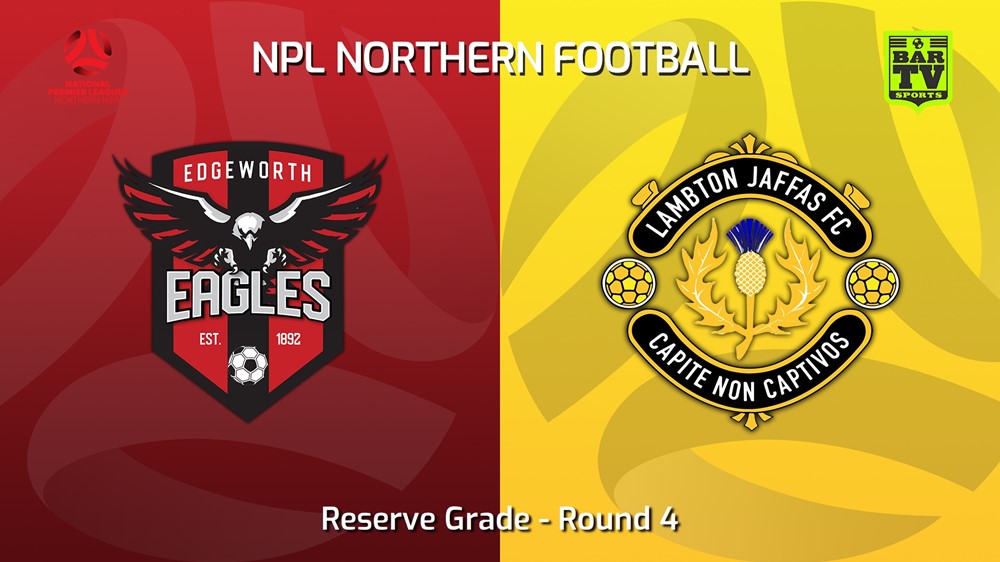 230326-NNSW NPLM Res Round 4 - Edgeworth Eagles Res v Lambton Jaffas FC Res Minigame Slate Image