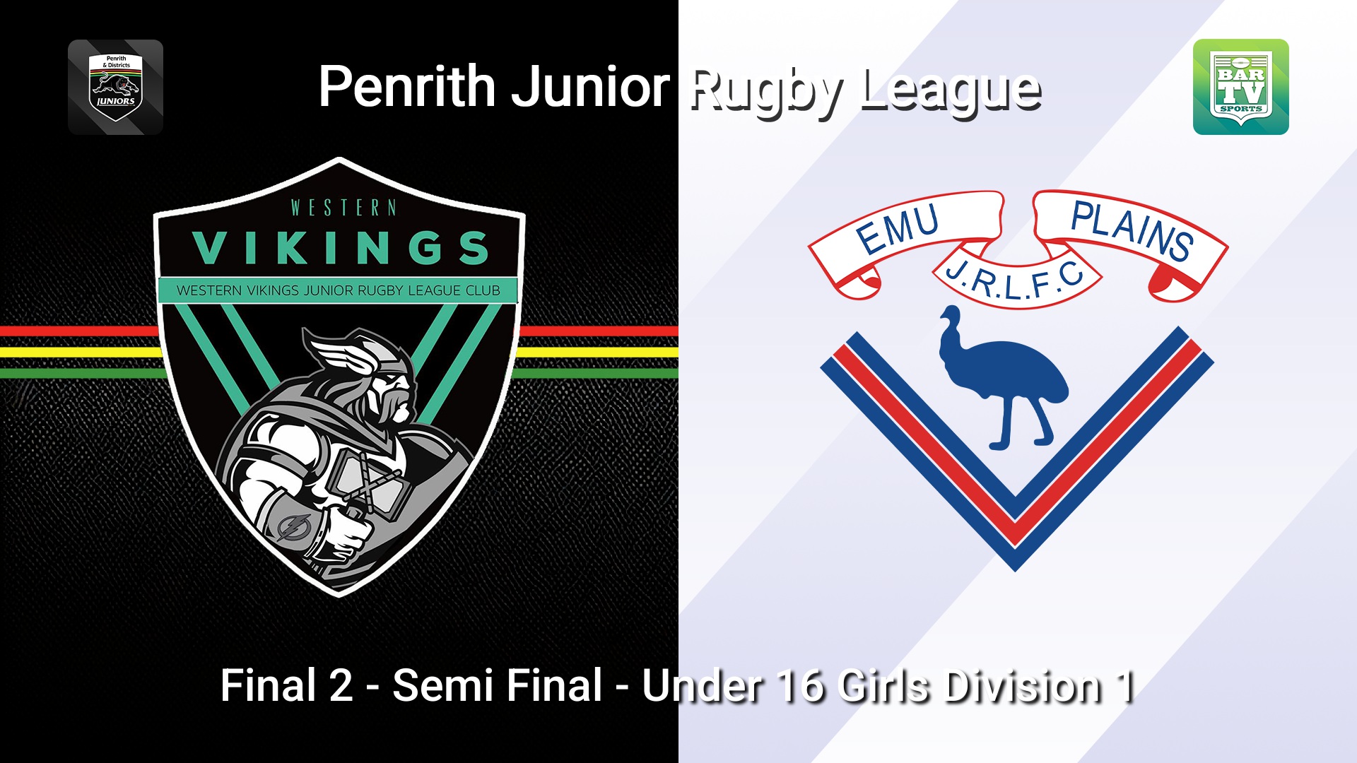 260815-video-Penrith & District Junior Rugby League Final 2 - Semi Final - Under 16 Girls Division 1 - Western Vikings v Emu Plains Slate Image