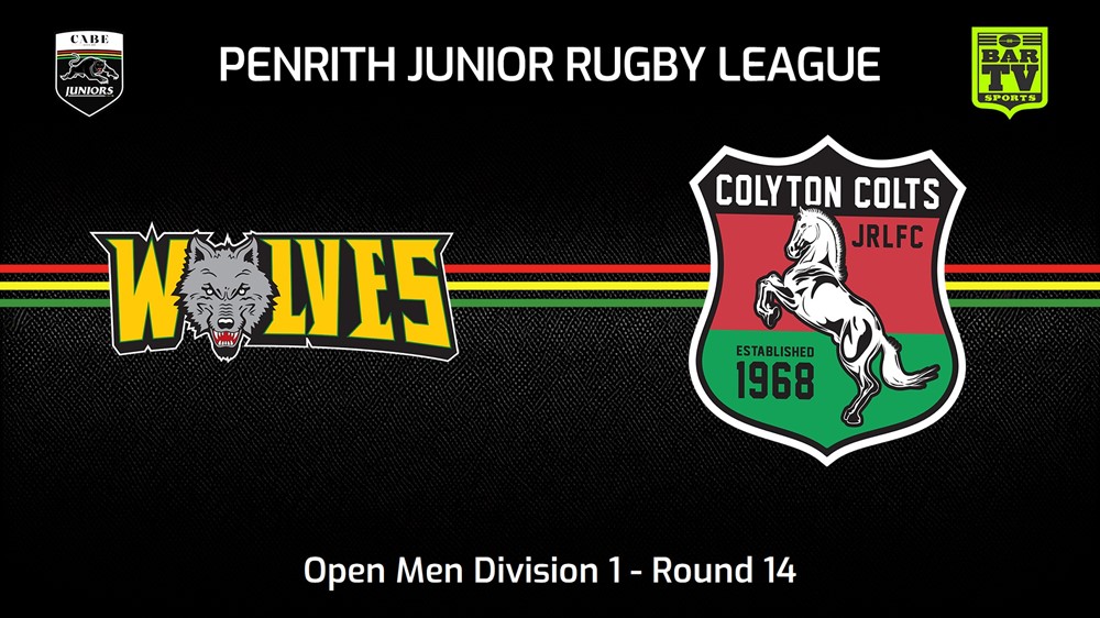 230730-Penrith & District Junior Rugby League Round 14 - Open Men Division 1 - Windsor Wolves v Colyton Colts Slate Image