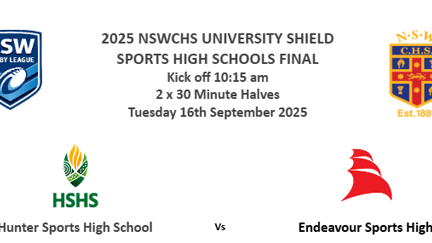 250916-video-NSW Combined High Schools Rugby League Final - 2025 NSWCHS UNIVERSITY SHIELD - Hunter Sports High School v Endeavour Sports Slate Image