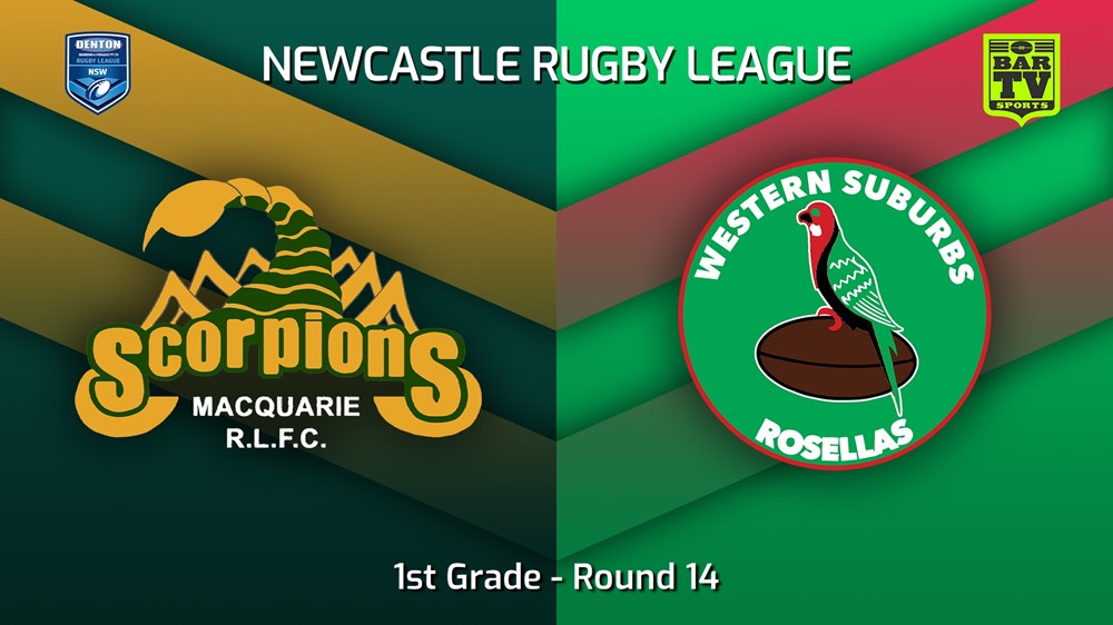 230701-Newcastle RL Round 14 - 1st Grade - Macquarie Scorpions v Western Suburbs Rosellas Minigame Slate Image