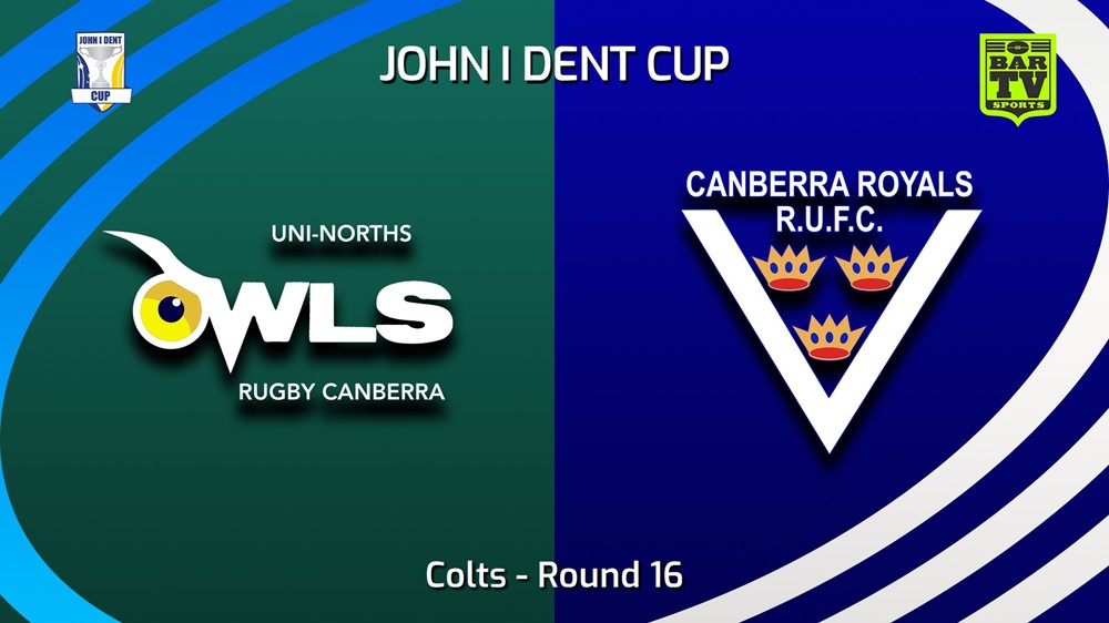 230729-John I Dent (ACT) Round 16 - Colts - UNI-North Owls v Canberra Royals Minigame Slate Image
