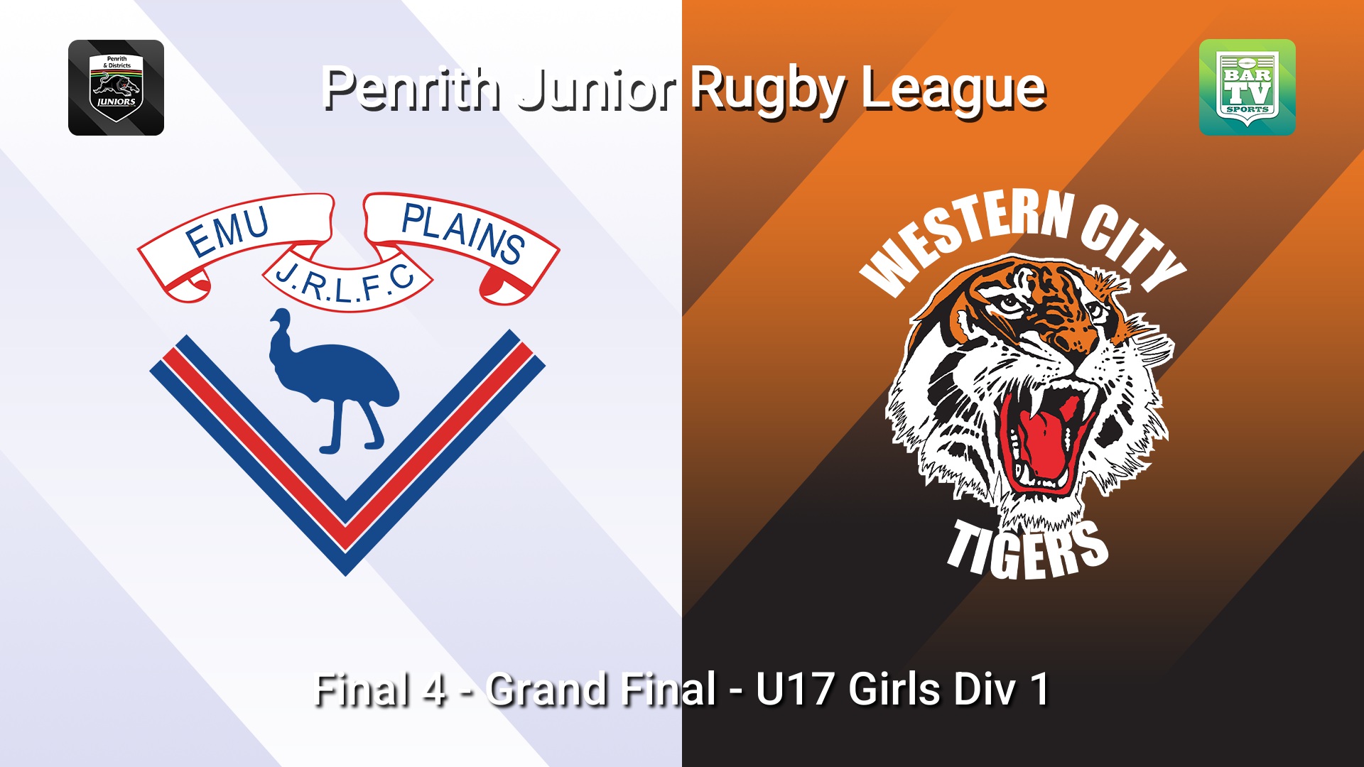 260829-video-Penrith & District Junior Rugby League Final 4 - Grand Final - U17 Girls Div 1 - Emu Plains v Western City Tigers Slate Image