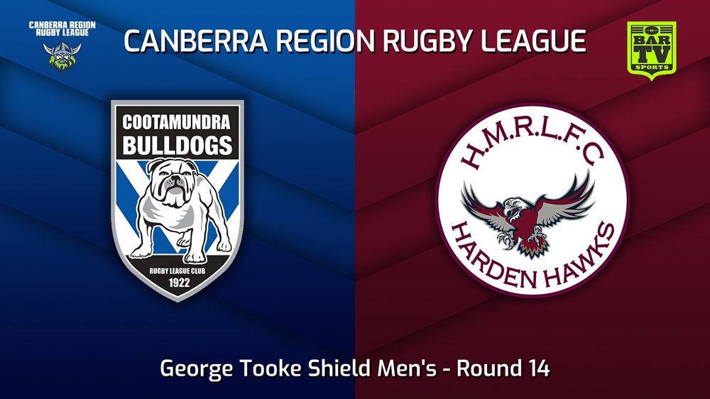 230729-Canberra Round 14 - George Tooke Shield Men's - Cootamundra Bulldogs v Harden Hawks Minigame Slate Image