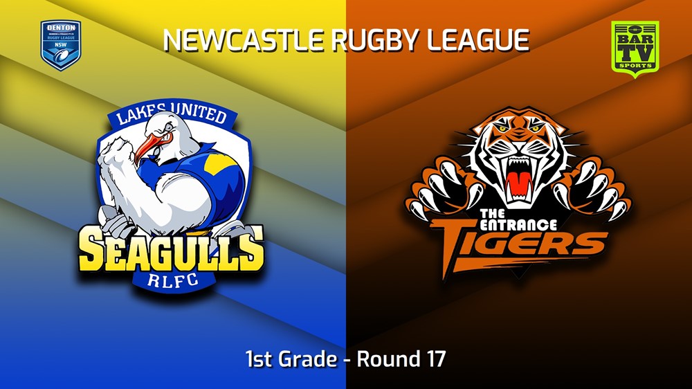230730-Newcastle RL Round 17 - 1st Grade - Lakes United Seagulls v The Entrance Tigers Minigame Slate Image