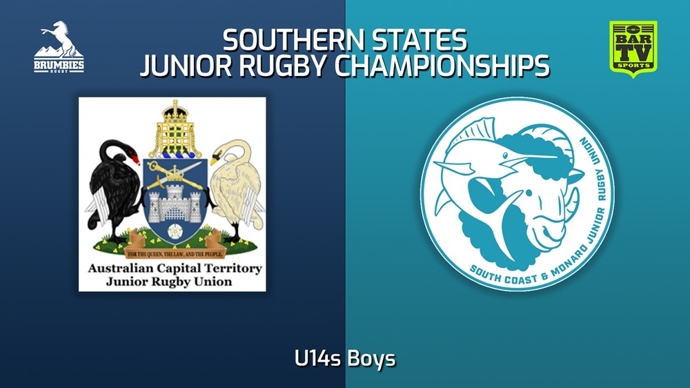 230711-Southern States Junior Rugby Championships U14s Boys - ACTJRU v South Coast-Monaro Minigame Slate Image